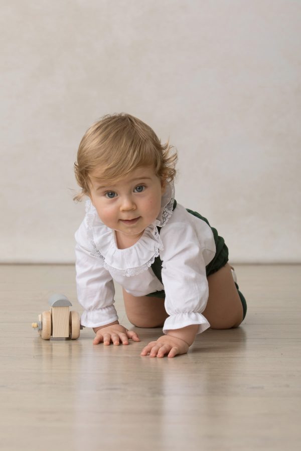 camisa de ceremonia de bebe en algodon de volantes