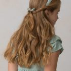 diadema de niña para ceremonia en lino verde agua