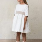 fajin con lazo beige para vestido de ceremonia de niña