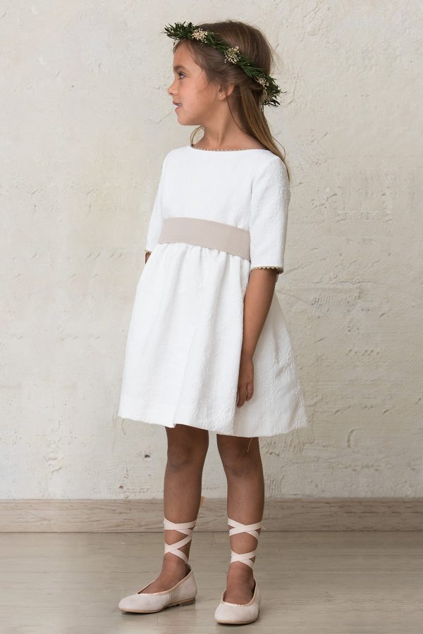 fajin con lazo beige para vestido de ceremonia de niña