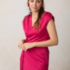 vestido de mujer cruzado fucsia