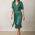 vestido de mujer midi en verde botella