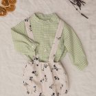 camisa de bebe a cuadros verde y cuello mao