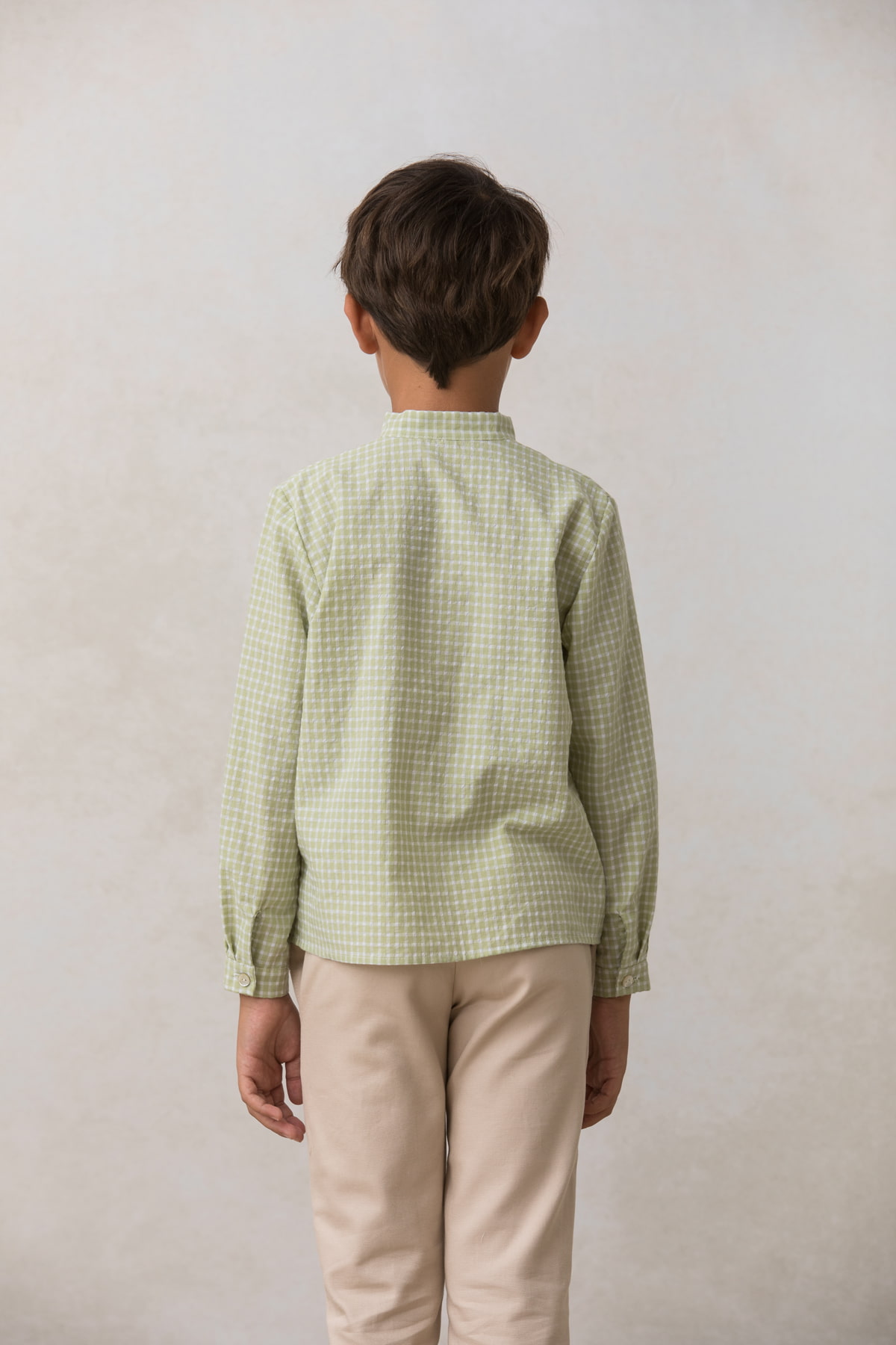 Camisa polera de cuadros verde de niño