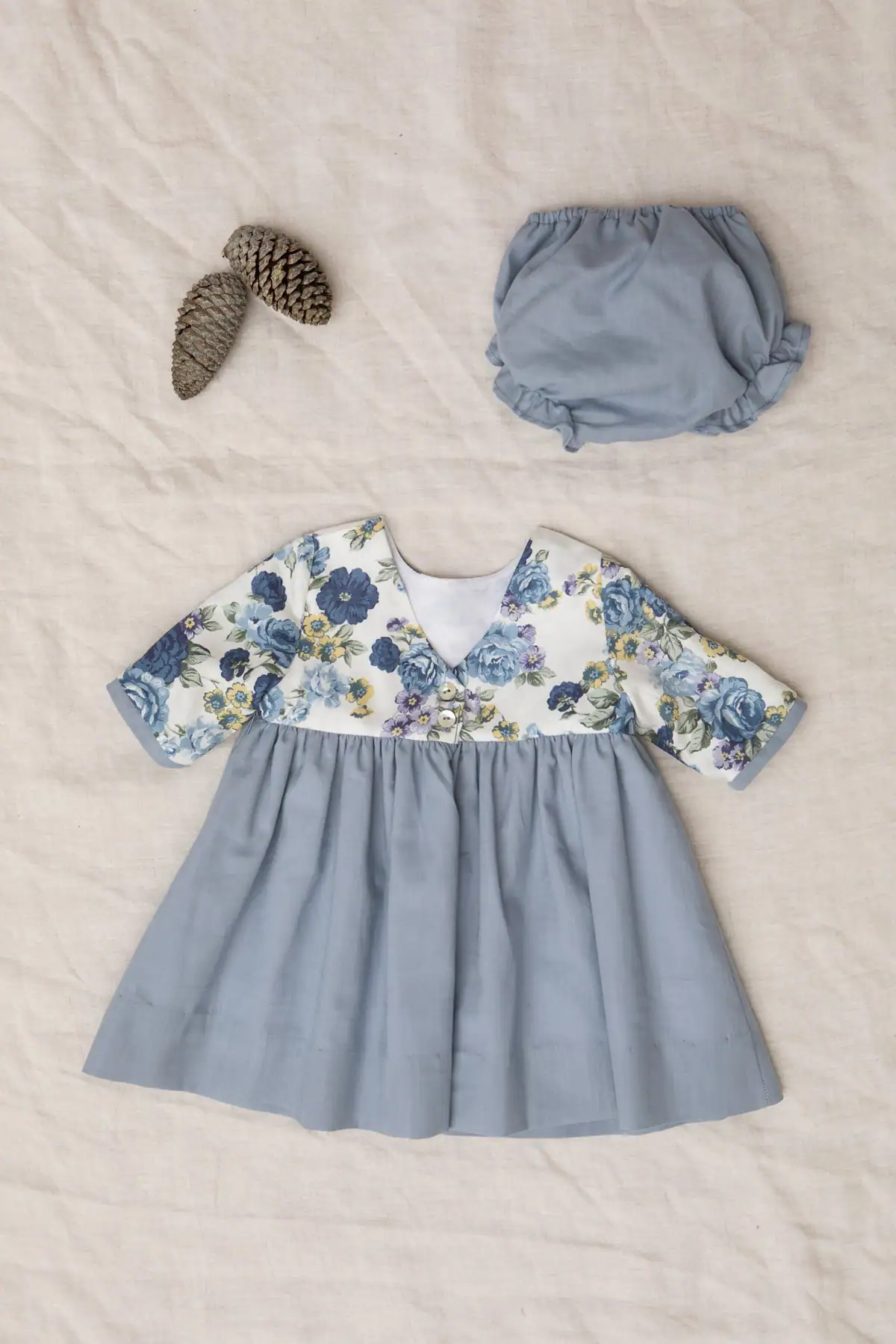 blue floral newborn baby dress