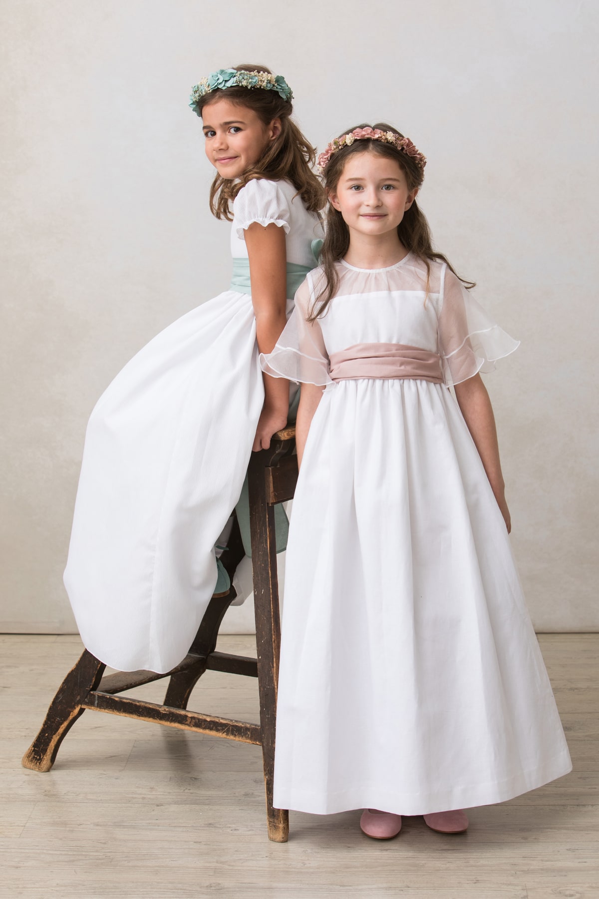 vestido de comunion de niña de organza