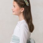 vestido de comunion de niña con puntillas en escote en lino