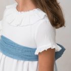 vestido de comunion de niña con volante en cuello y mangas