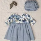 blue floral newborn dress