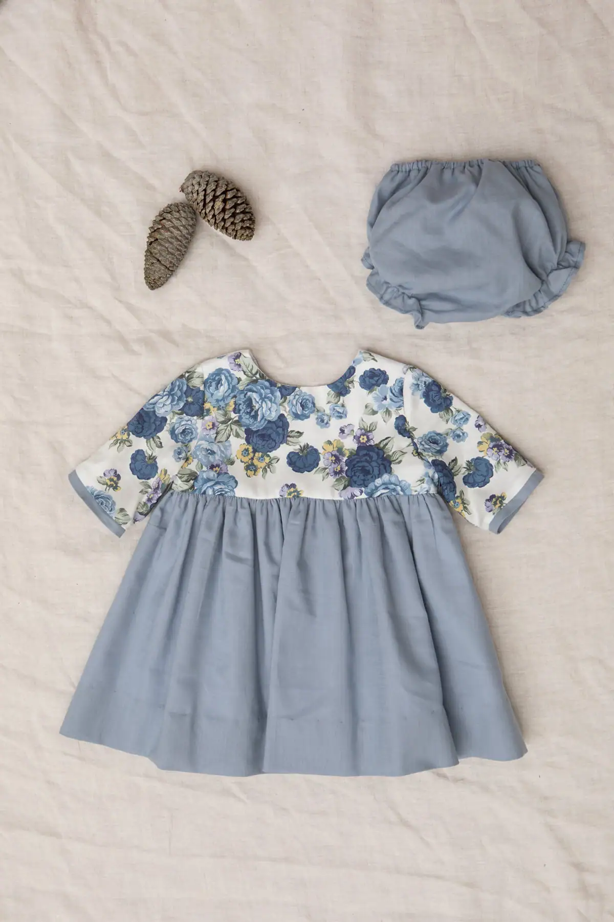 blue floral newborn dress