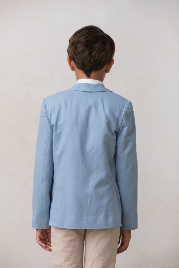 chaqueta americana de niño azul de lino