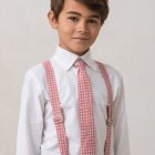 corbata infantil de niño roja con de vichy