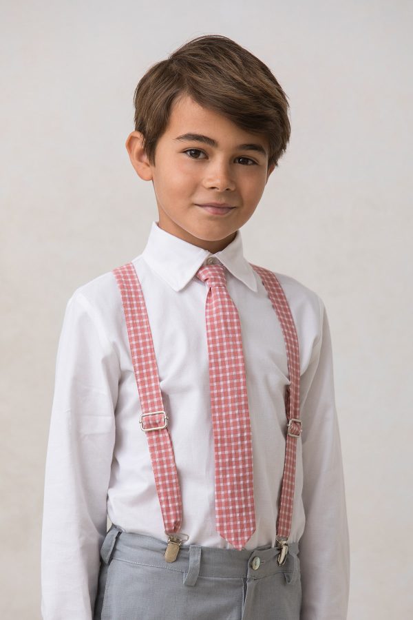 corbata infantil de niño roja con de vichy