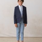 corbata de niño de cuadros azul