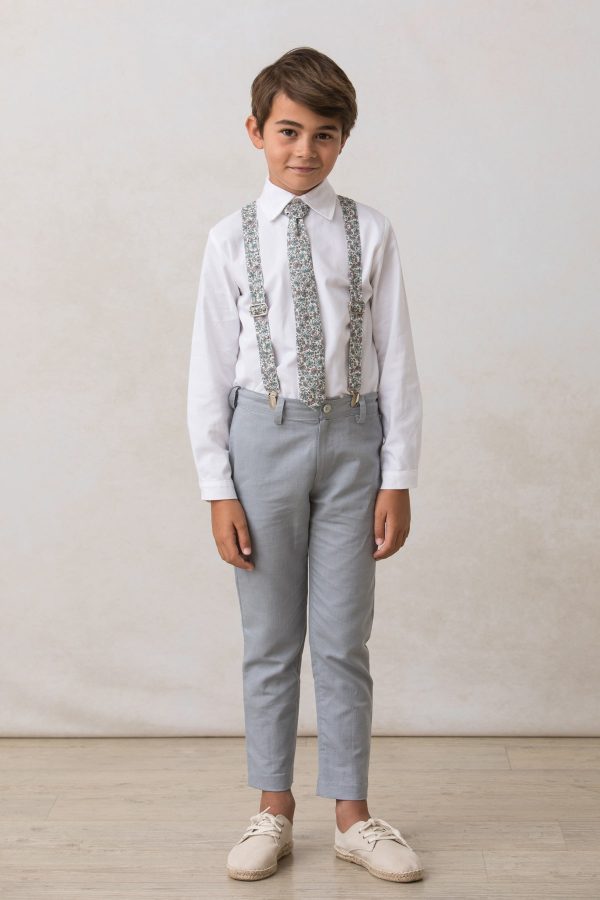 corbata de niño gris en estampado cristal