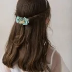 green mixed flower girl clip