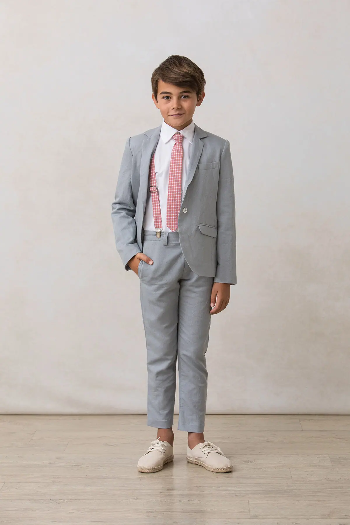 red plaid boy's formal suspenders
