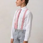 suspenders for boys' formal occasions, gingham checks, red plaid