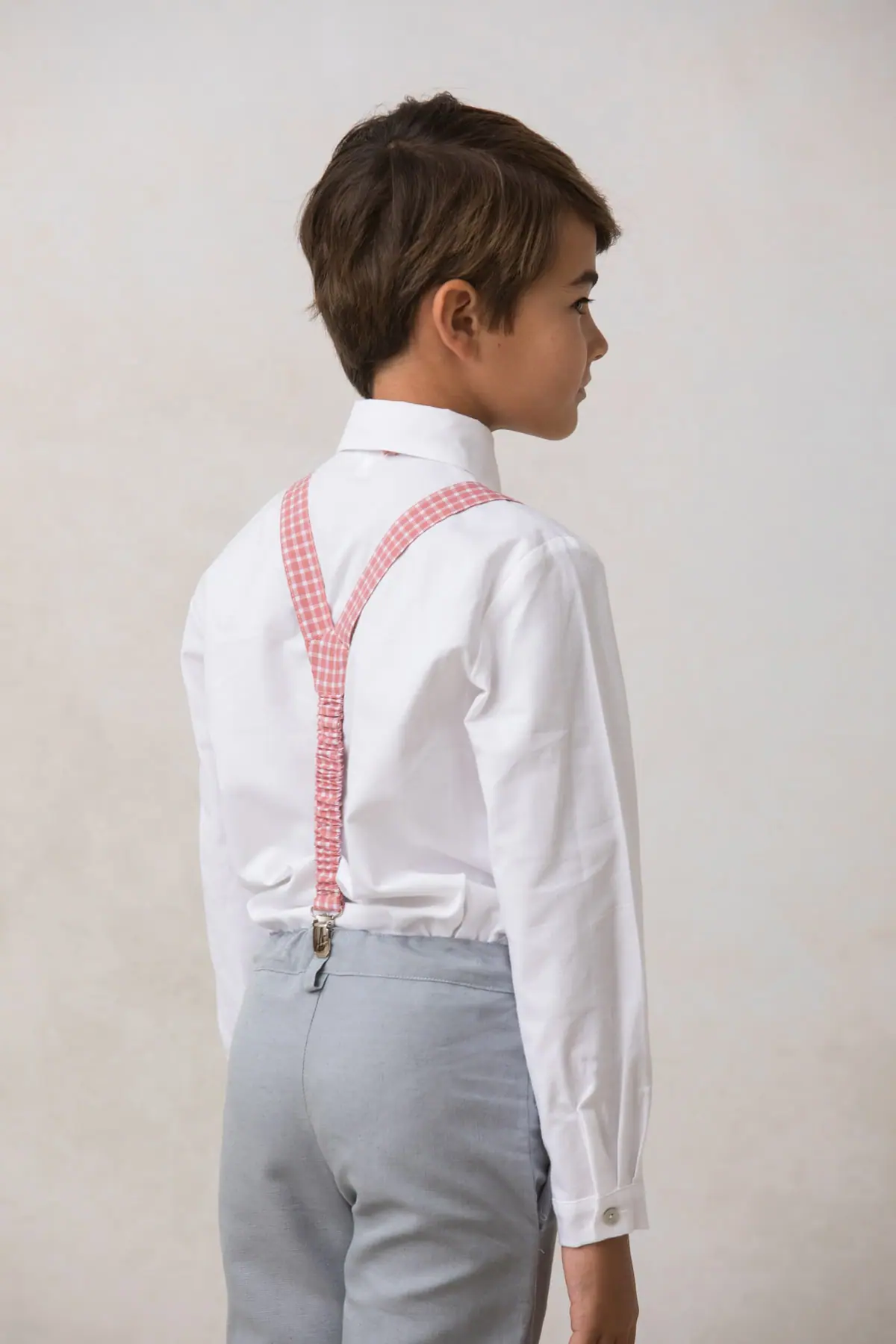 boys' suspenders gingham red checks