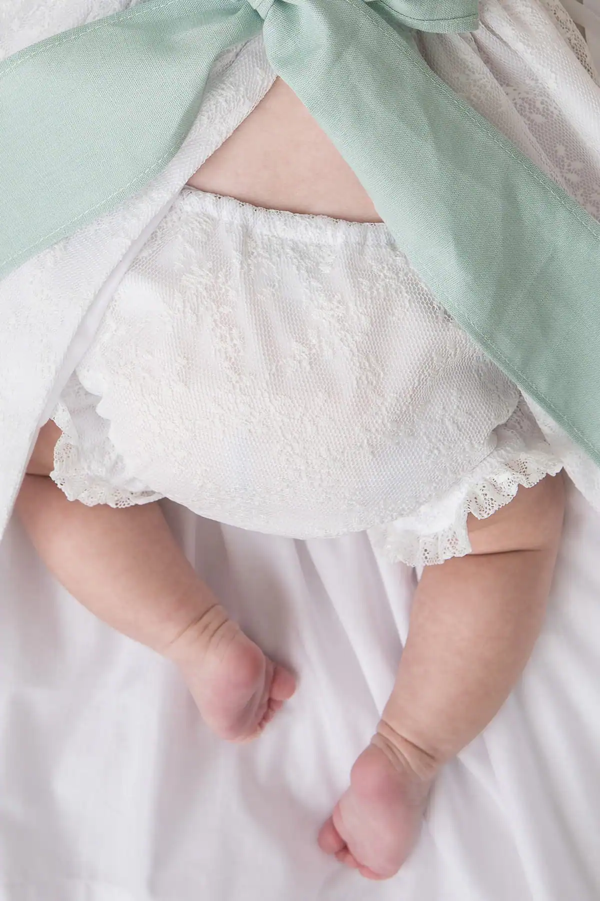 baby diaper cover for christening, embroidered tulle