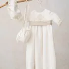 baby christening skirt long sleeve raw linen