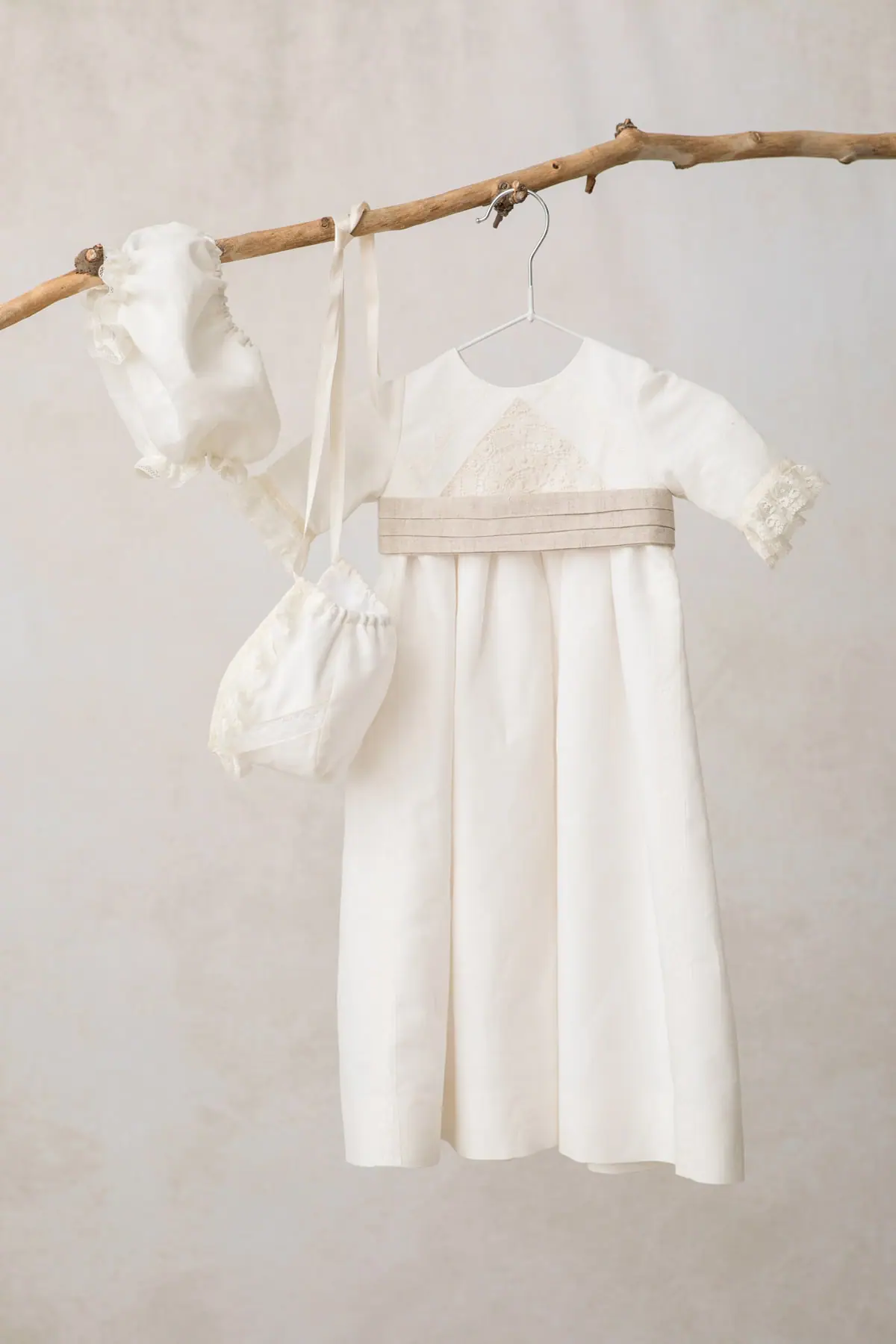 baby christening skirt long sleeve raw linen