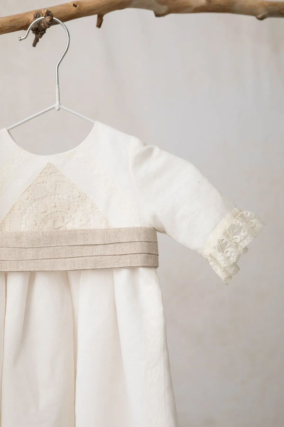 long sleeve linen baby baptism skirt