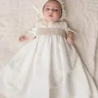 baptism skirt long sleeve raw linen baby 1