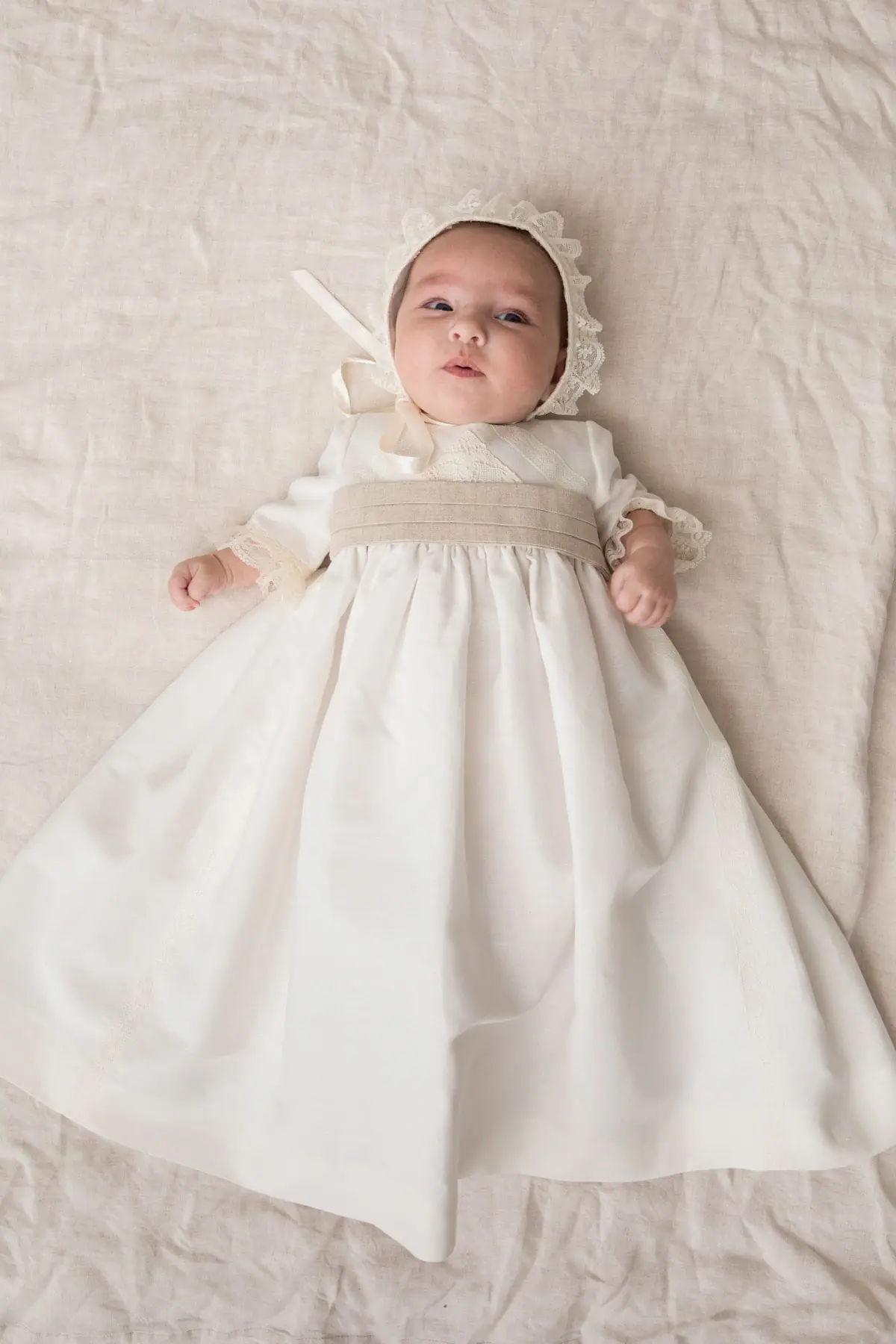 baptism skirt long sleeve raw linen baby 1
