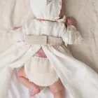 long sleeve baptism skirt in raw linen