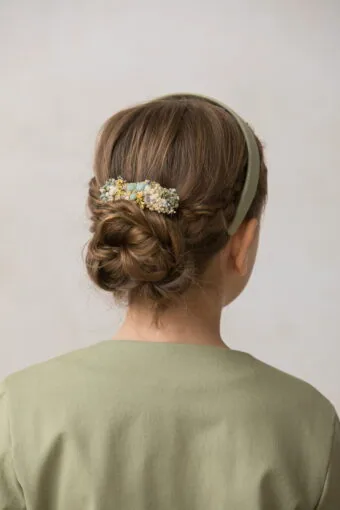 wildflower girl's hair clip with small preserved flowers