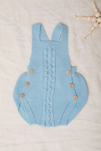 sky blue knitted baby romper
