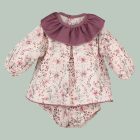 vestido de bebe estampado de flores con volante rosa