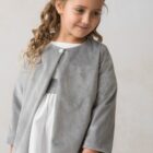 abrigo de niña en terciopelo gris
