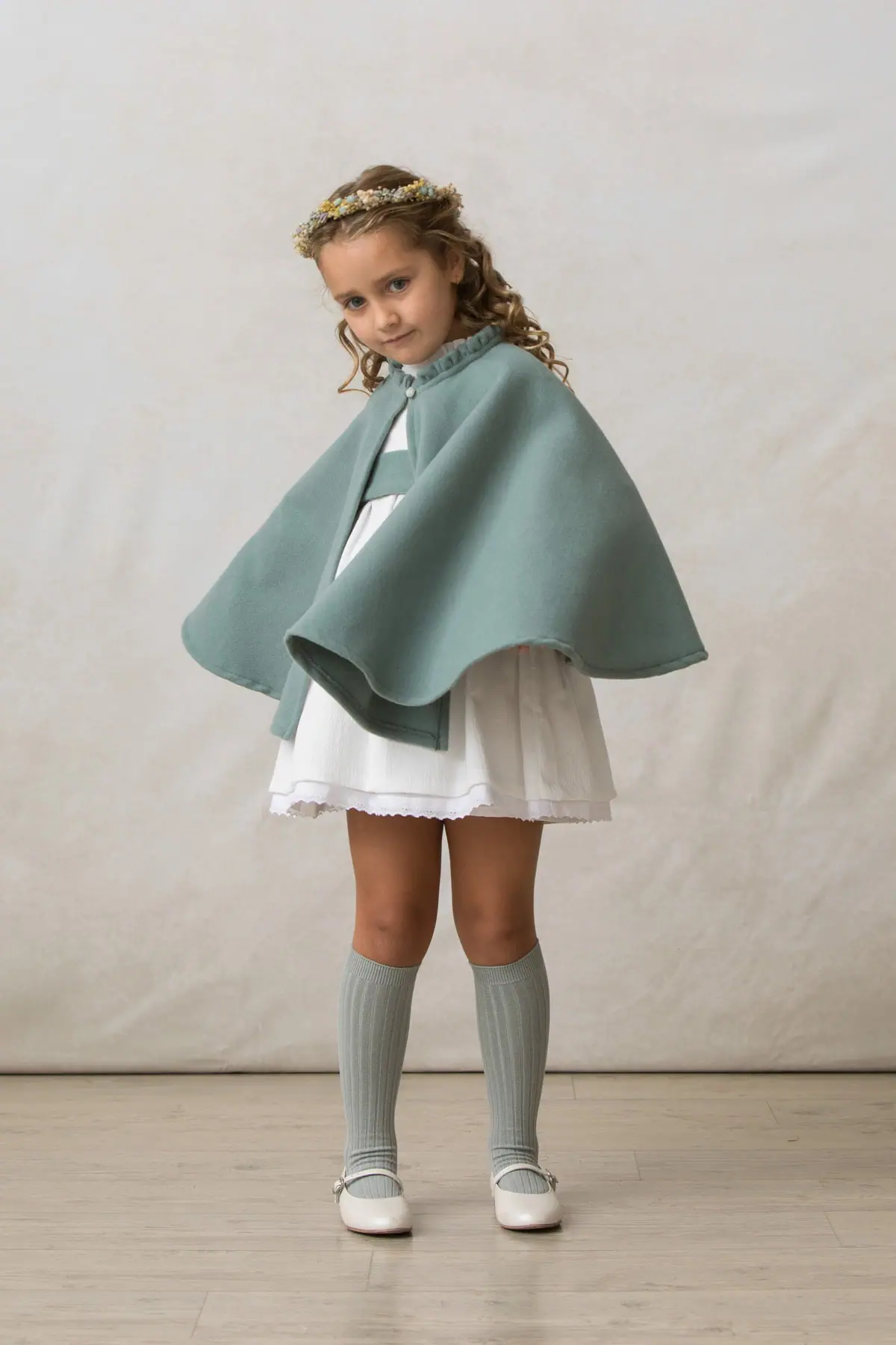 girl's ceremony cape green cloth wedding