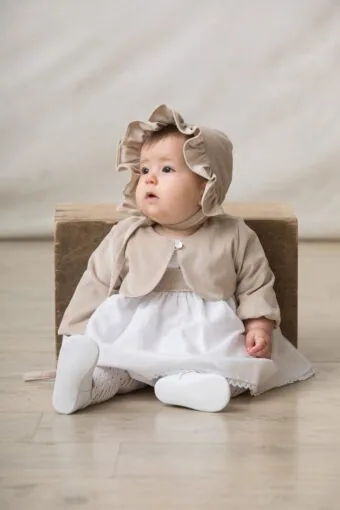 baby velvet bolero jacket beige