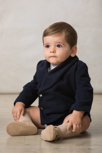 chaqueta de niño bebe en paño azul marino