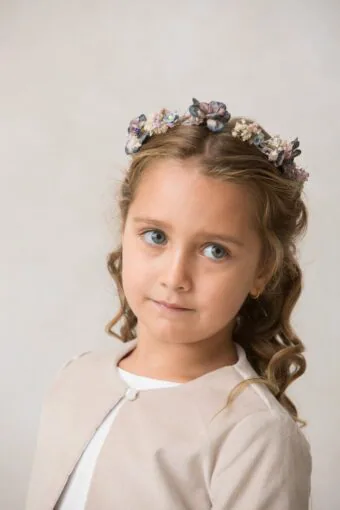 hair flower crown for girls in powdery tones