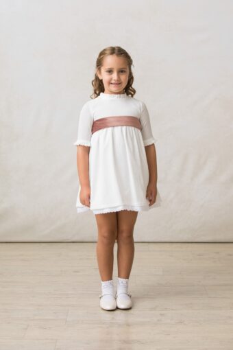 fajin de ceremonia para niña en terciopelo rosa nude