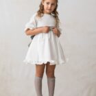 fajin para lazada de ceremonia para niña en terciopelo gris