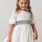 fajin con lazo de ceremonia para niña en terciopelo gris