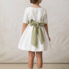 fajin con lazos de tablas para ceremonia en algodon verde oliva