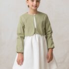 fajin de tablas de ceremonia de niña en verde oliva