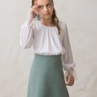 falda de niña en paño verde agua