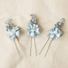 horquilla flores pelo nina azul blanca