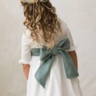 lazo para vestido de ceremonia para niña de paño verde