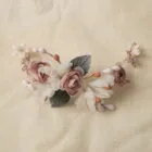 half crown for girl's hair with white and pink flowers