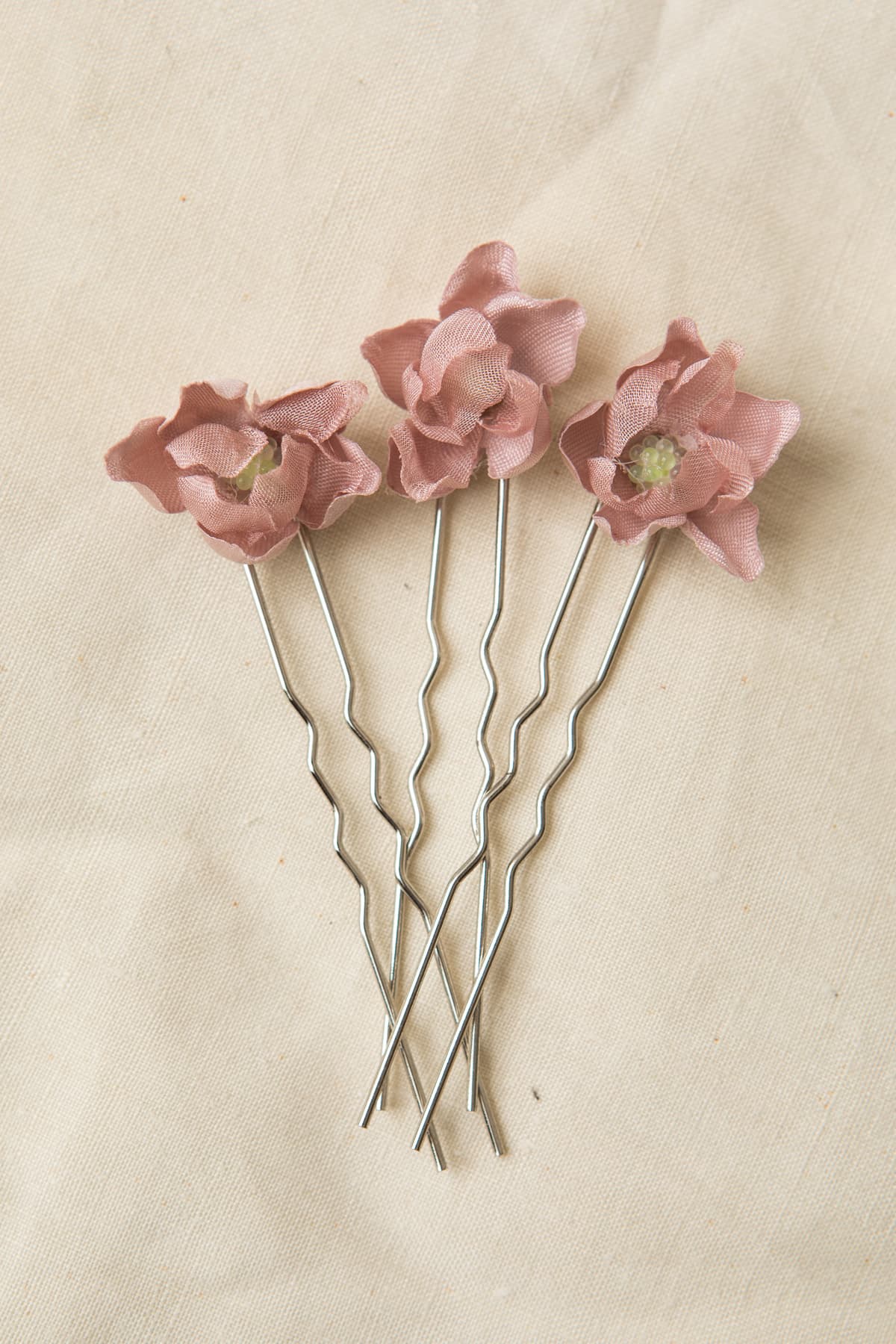 pack de horquillas de flor rosa para pelo de niña de ceremonia