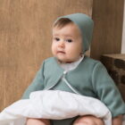 vestido de bebe de ceremonia en algodon blanco con volante en cuello