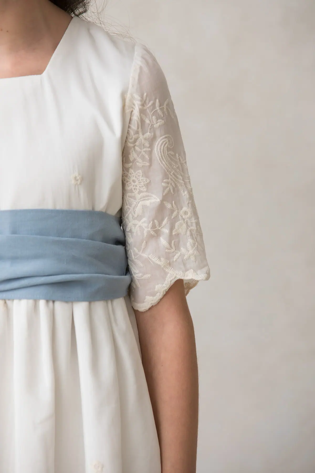 girl's communion dress in embroidered organza